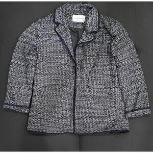 Cupcakes and Cashmere Womens Gregory Tweed Blazer Black and White Open‎ Front
